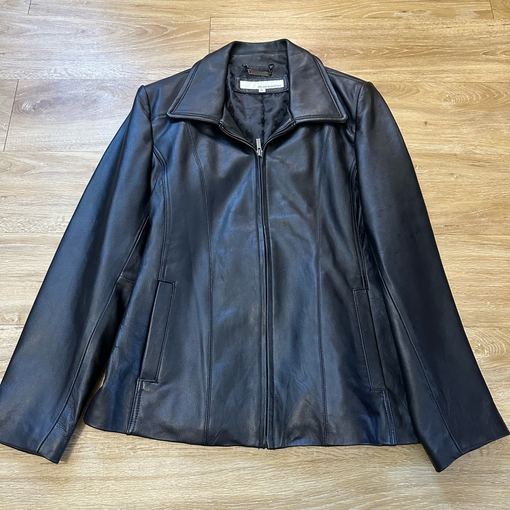 Wilson’s Women's Vintage Leather Jacket Pockets Lined FullZip Tailored Fit M